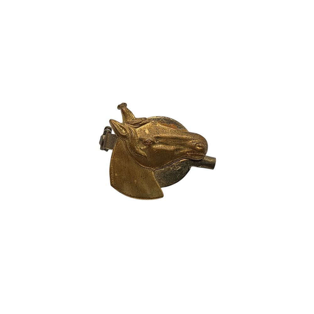 Vintage Horse Head Brooch Figural Gold Tone Equestrian 1940s